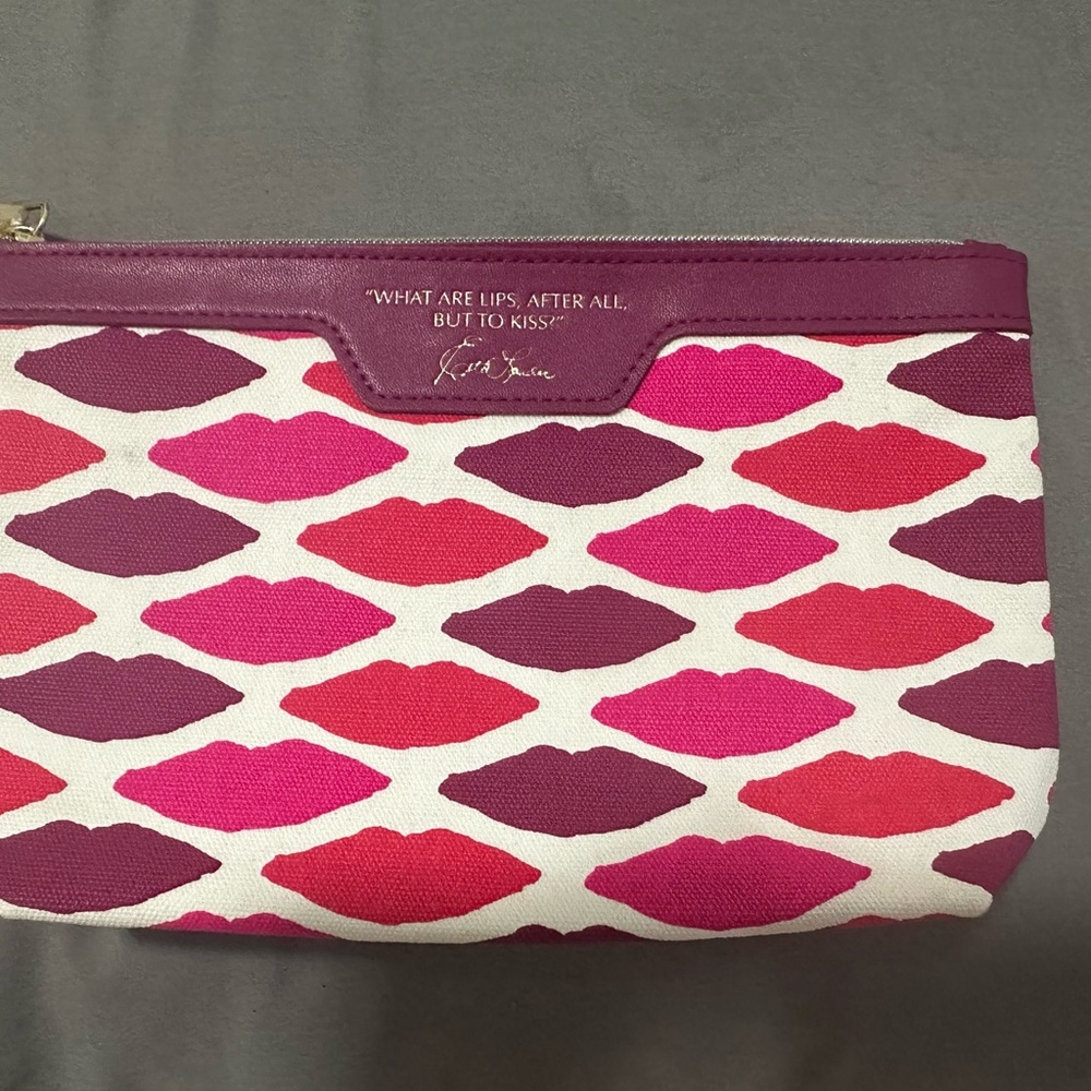 Estee Lauder Pink and Red Lip Pattern Cosmetic Bag